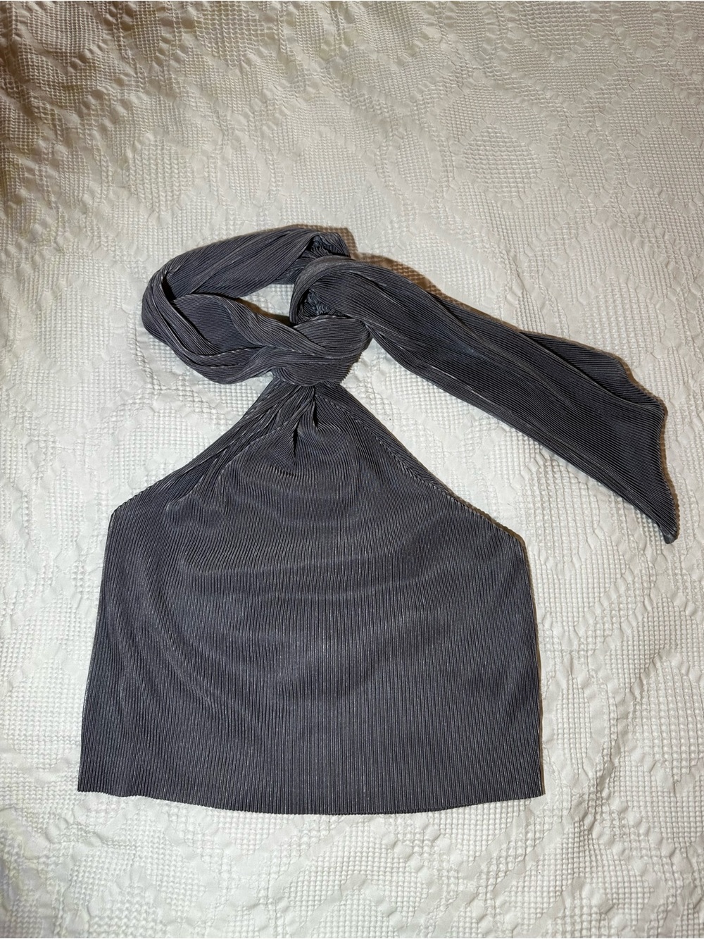 Hello Molly Women's Grey and Silver Neck Tie Shirt in Charcoal